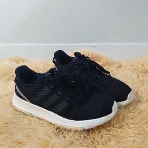 Adidas Black Mesh Cloudfoam Sneakers with White Soles, Women's Size 7